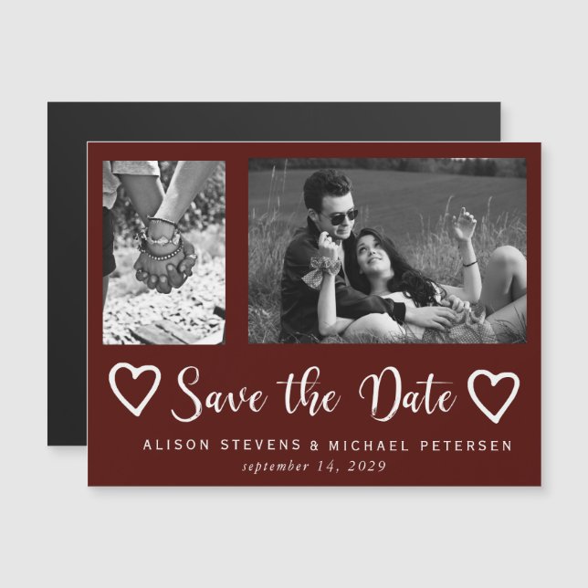 Invitation Magnétique Simple chic moderne écriture photo enregistrer dat (Devant / Derrière)