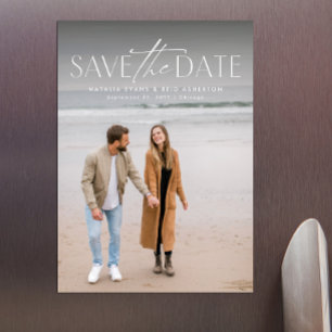 Invitation Magnétique Simple faire moderne date de sauvegarde photo vert
