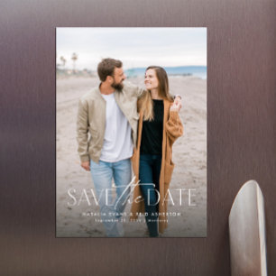 Invitation Magnétique Simple faire part de date de mariage moderne verti