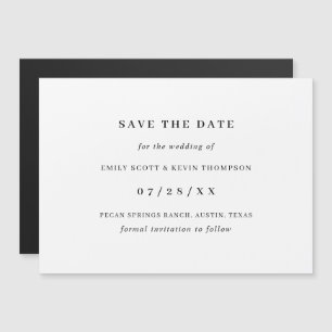 Invitation Magnétique Simple Minimaliste Économisez la Date en Noir et B