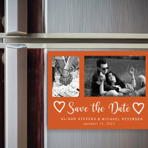 Invitation Magnétique Simple moderne chic script mariage photo date de s