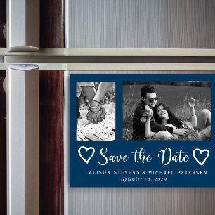 Invitation Magnétique Simple moderne chic script mariage photo date de s
