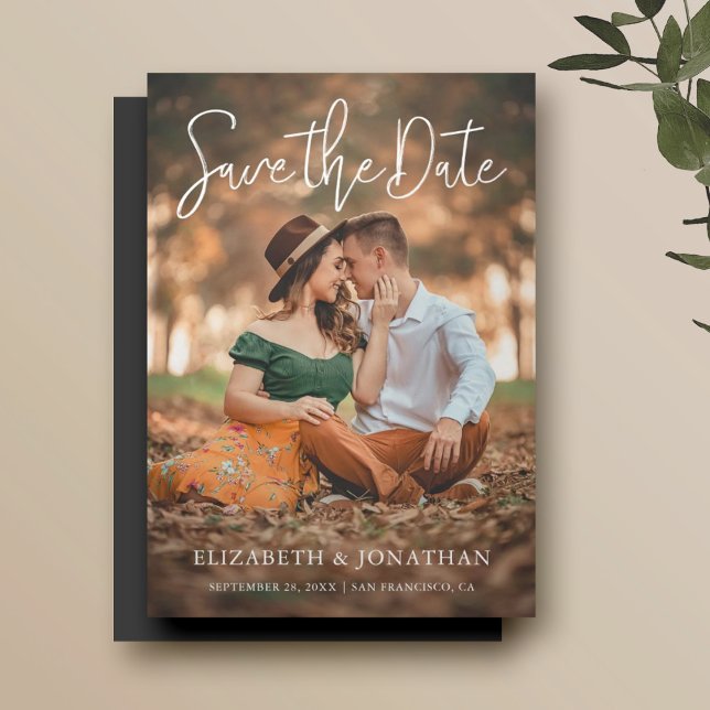 Invitation Magnétique Simple style photo mariage Enregistrer la date (Créateur téléchargé)