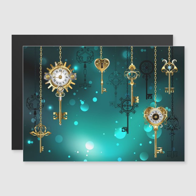 Invitation Magnétique Skeleton Keys on Green Background (Devant / Derrière)