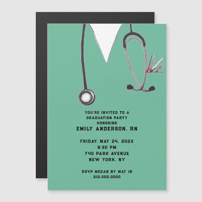 Invitation Magnétique Soins infirmiers (Devant / Derrière)