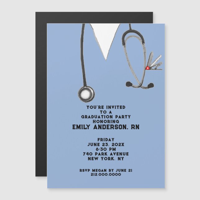 Invitation Magnétique Soins infirmiers - Fête des diplômés de l'école (Devant / Derrière)