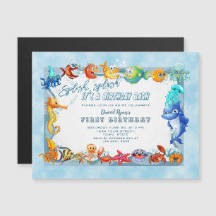 Invitation Magnétique Splish Splash piscine unique premier anniversaire