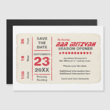 Sports Star Bar Mitzvah Enregistrer la date Rouge