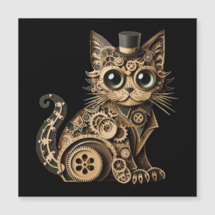 Invitation Magnétique Steampunk chat animaux papier artisanat