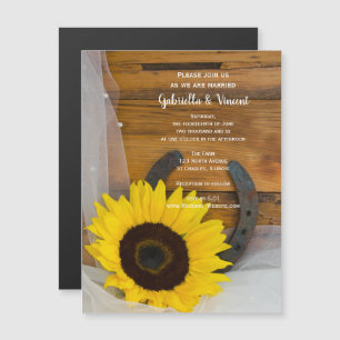 Invitation Magnétique Sunflower et Horseshoe Mariage occidental