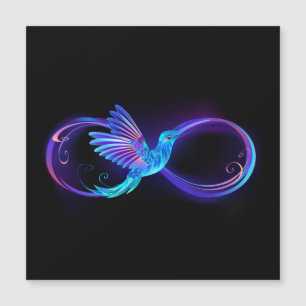 Invitation Magnétique Symbole de l'infini néon avec colibri lumineux