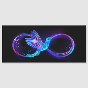 Invitation Magnétique Symbole de l'infini néon avec colibri lumineux