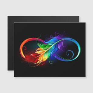 Invitation Magnétique Symbole d'infini avec plume arc-en-ciel