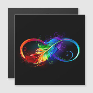Invitation Magnétique Symbole d'infini avec plume arc-en-ciel