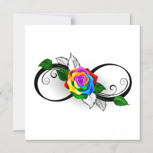 Invitation Magnétique Symbole d'infini avec Rose arc-en-ciel