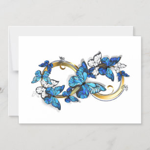 Invitation Magnétique Symbole Infini de Papillons Morpho Bleus