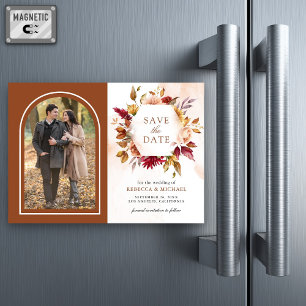 Invitation Magnétique Terracotta Floral Mariage Photo Enregistrer La Dat