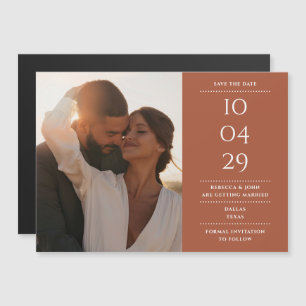 Invitation Magnétique Terracotta Modern Mariage Photo Enregistrer La Dat