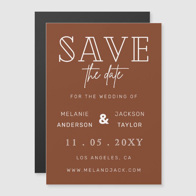 Invitation Magnétique Terracotta Rustic Burnt Orange Boho Enregistrer la (Devant / Derrière)