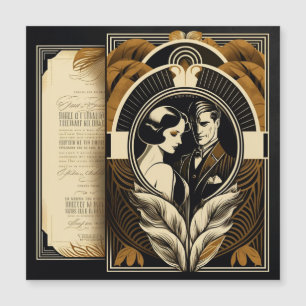 Invitation Magnétique Thème de mariage Art Déco