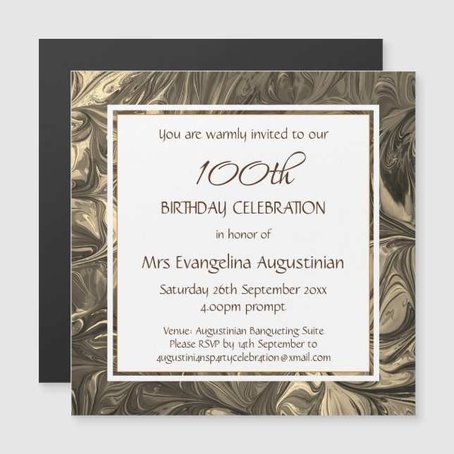 Invitation Magnétique TOUT ÂGE Beige Abstrait Personnalisable Anniversai (Devant / Derrière)