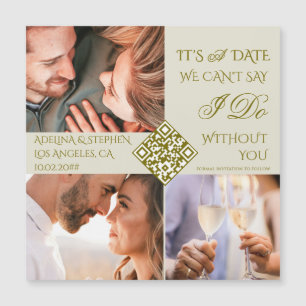 Invitation Magnétique Trendy Simple Trois Photo QR CODE Enregistrer La D