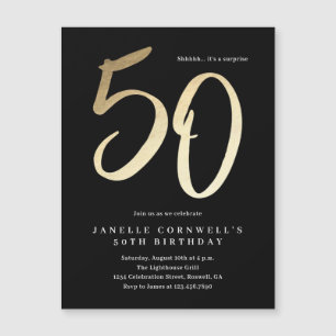 Invitation Magnétique Type minimal d'or moderne 50e anniversaire