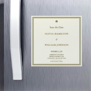 Invitation Magnétique Typographie de l'ivoire et de l'or Enregistrer l'a