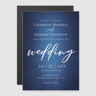 Invitation Magnétique Typographie minimaliste en bleu profond Mariage en