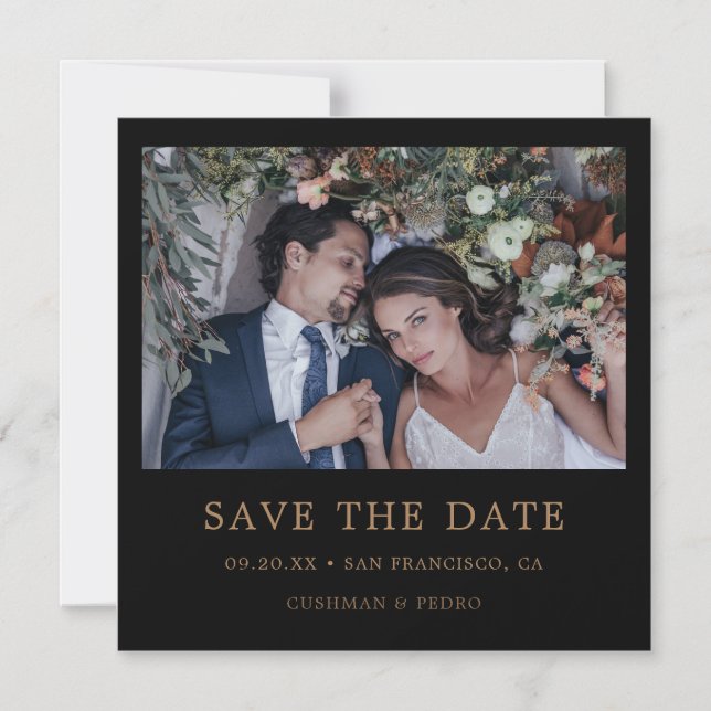 Invitation Magnétique Typographie Or Moderne Mariage Photo Enregistrer L (Recto)