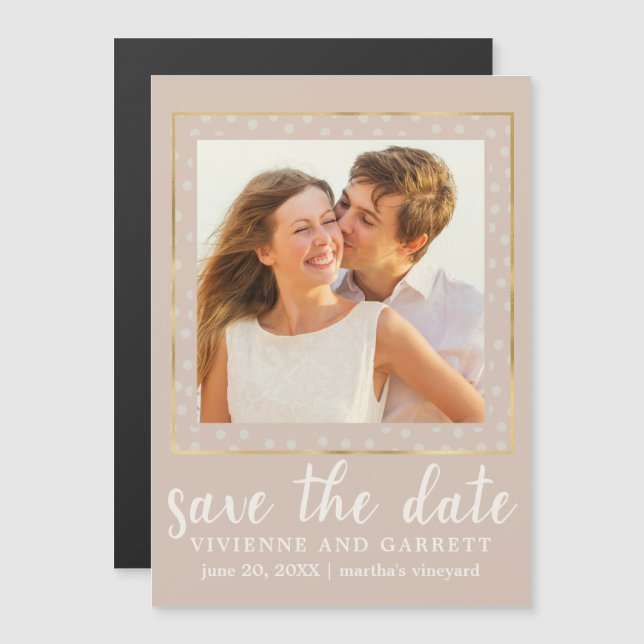 Invitation Magnétique Un mariage photo Enregistrer l'aimant de la date (Devant / Derrière)