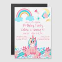 Unicorne rose Rainbow Moon Stars Fleurs Anniversai