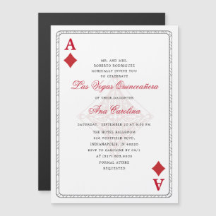 Invitation Magnétique Unique Elegant Red Las Vegas Casino Quinceañera