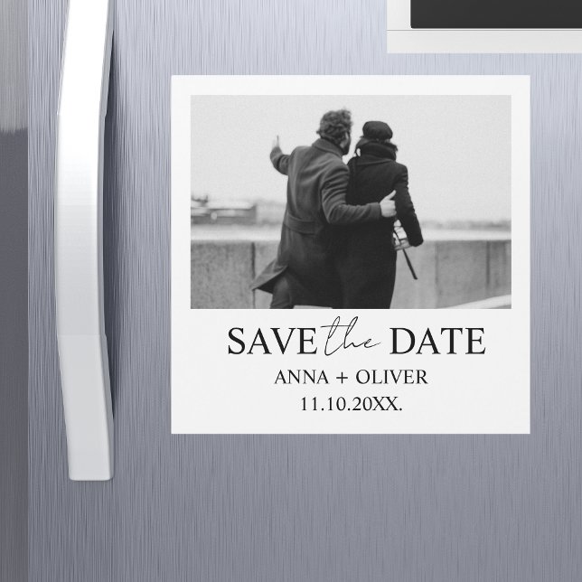 Invitation Magnétique Unique Modern One Photo Script mignon Enregistrer  (Save the Date magnet Unique Modern minimalist elegant)