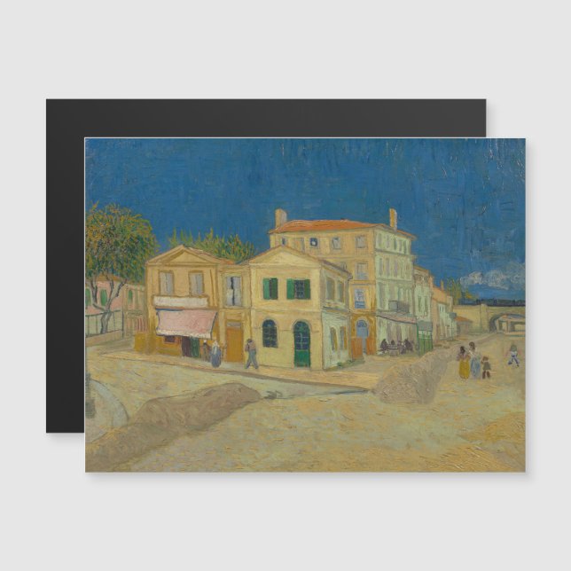 Invitation Magnétique Vincent Van Gogh, Maison Jaune, Rue (Devant / Derrière)