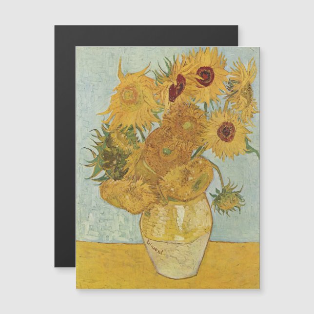 Invitation Magnétique Vincent Van Gogh - Tournesols, 3ème version (Devant / Derrière)