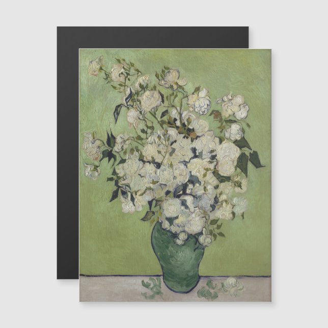 Invitation Magnétique Vincent Van Gogh, Vase de Roses, Roses dans le Vas (Devant / Derrière)