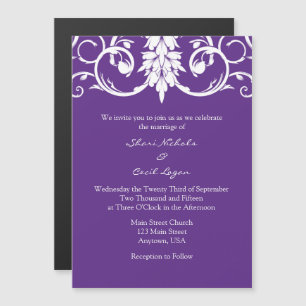 Invitation Magnétique Violet Floral Fissures Mariage magnétique Invite