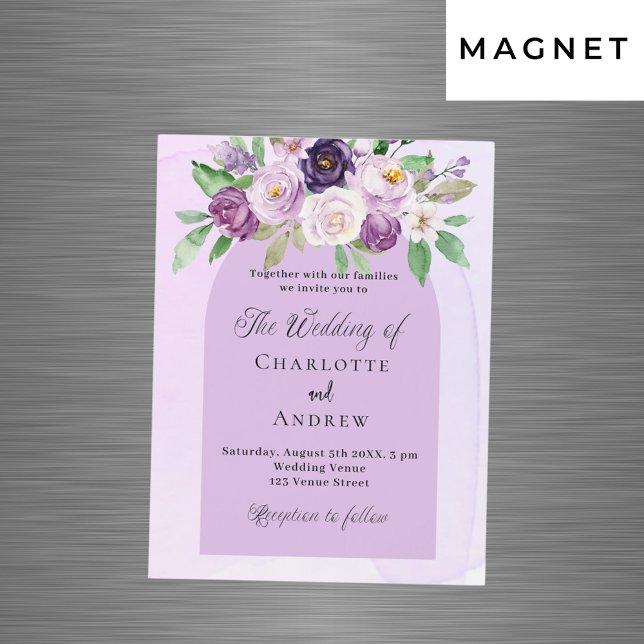 Invitation Magnétique Violet floraux arch violet luxe mariage (Créateur téléchargé)