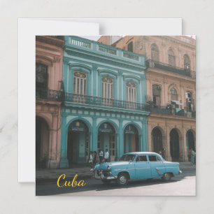 Invitation Magnétique Voiture Américaine Vintage Turquoise Cuba La Havan