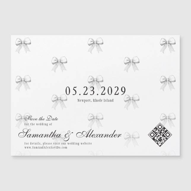 Invitation Magnétique Vows & Vows Mariages Preppy Coquette Enregistrer L (Devant)
