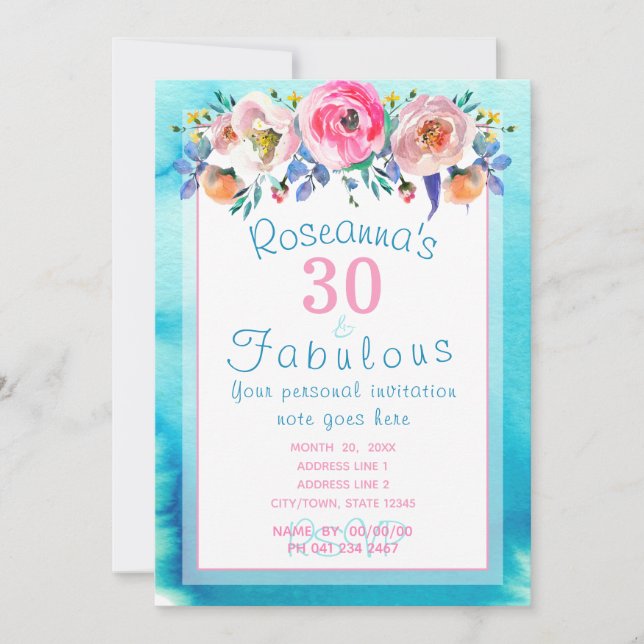 Invitation Magnifique 30 et fabuleux floral (Devant)