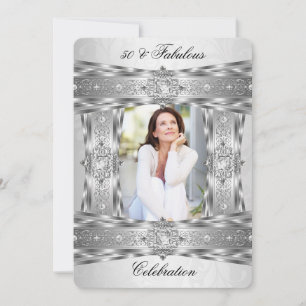 Invitation Magnifique 50 Élégant Diamant Gemme Argent Blanc P