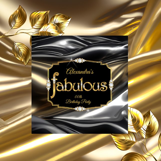 Invitation Magnifique Anniversaire Diamants Or Argent Noir (Créateur téléchargé)