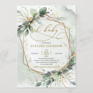 Invitation Magnifique boho greendy feuilles or oh bébé