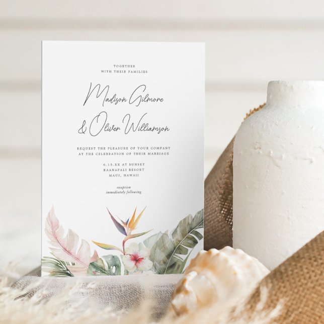 Invitation Magnifique Botanique Tropicale Destination Mariage (Créateur téléchargé)