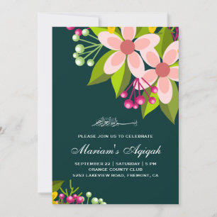 Invitation Magnifique Bouquet Floral Bébé Fille Aqiqah