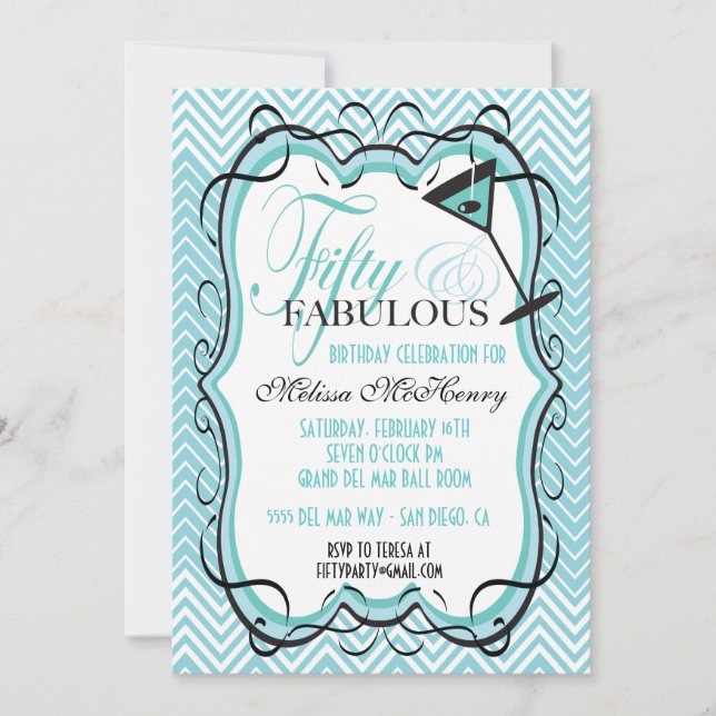 Invitation Magnifique Chevron cinquante et fabuleuses invitat (Devant)