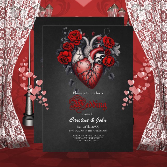 Invitation Magnifique coeur victorien gothique (Gothic heart)