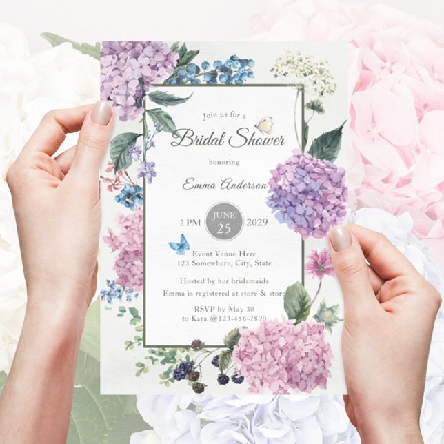 Invitation Magnifique Fête des mariées d'Hydrangea peinte à l (Créateur téléchargé)